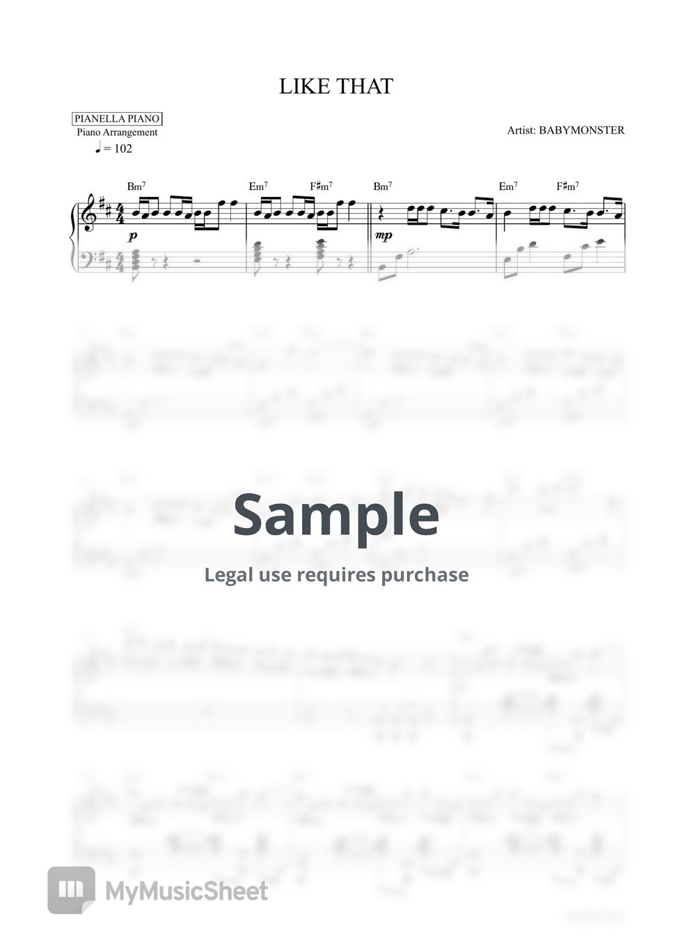 BABYMONSTER - LIKE THAT (Piano Sheet) by Pianella Piano