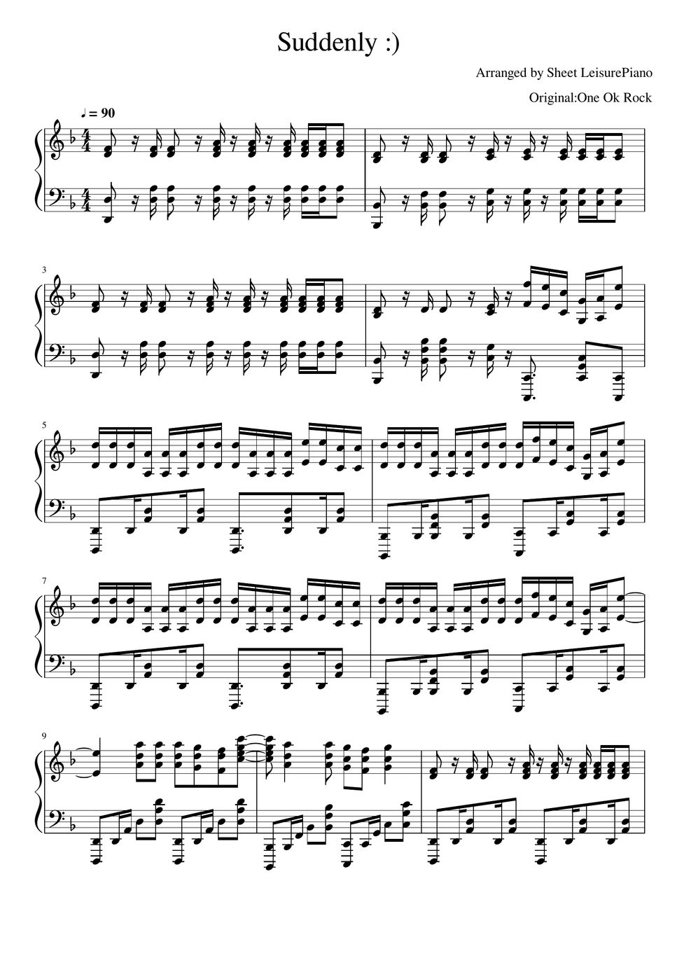 One Ok Rock Suddenly Sheet By Leisure Piano Sheets