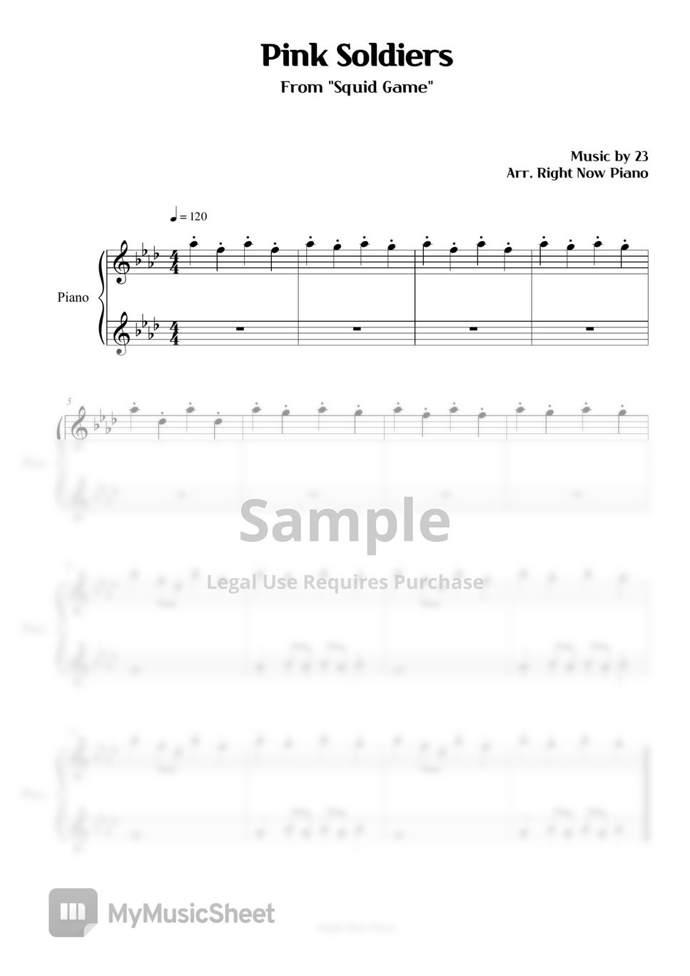 Squid Game - Pink Soldiers Sheets by Right Now Piano