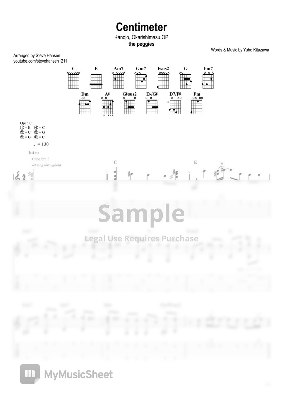 the peggies - Centimeter (From "Kanojo, Okarishimasu") (Fingerstyle) by Steve Hansen