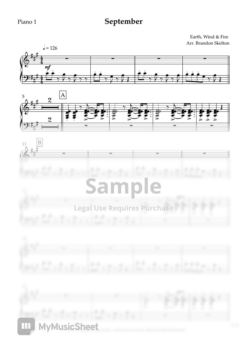 Earth,Wind & Fire September (Score and Parts) Sheets by Brandon Skelton