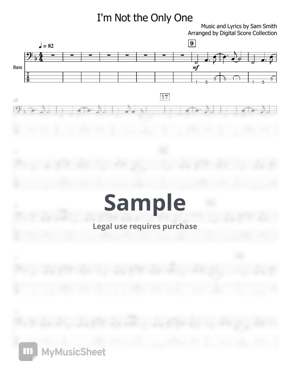 Sam Smith I'm Not The Only One 악보 by Digital Scores Collection