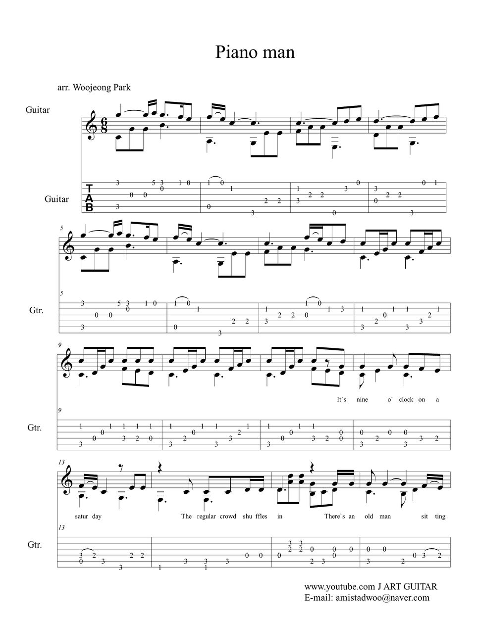  piano man tab by 