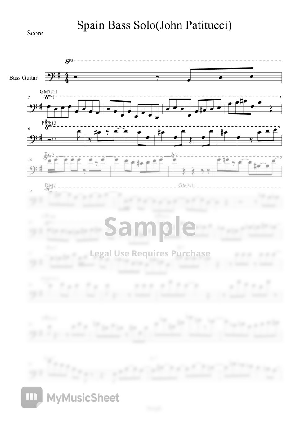 Chick Corea - Spain (john patitucci Bass Solo transcription) by DongK