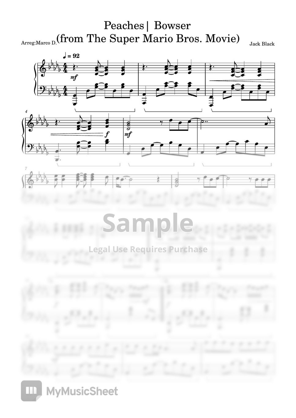 Jack Black Peaches Partition musicale by Marco D.