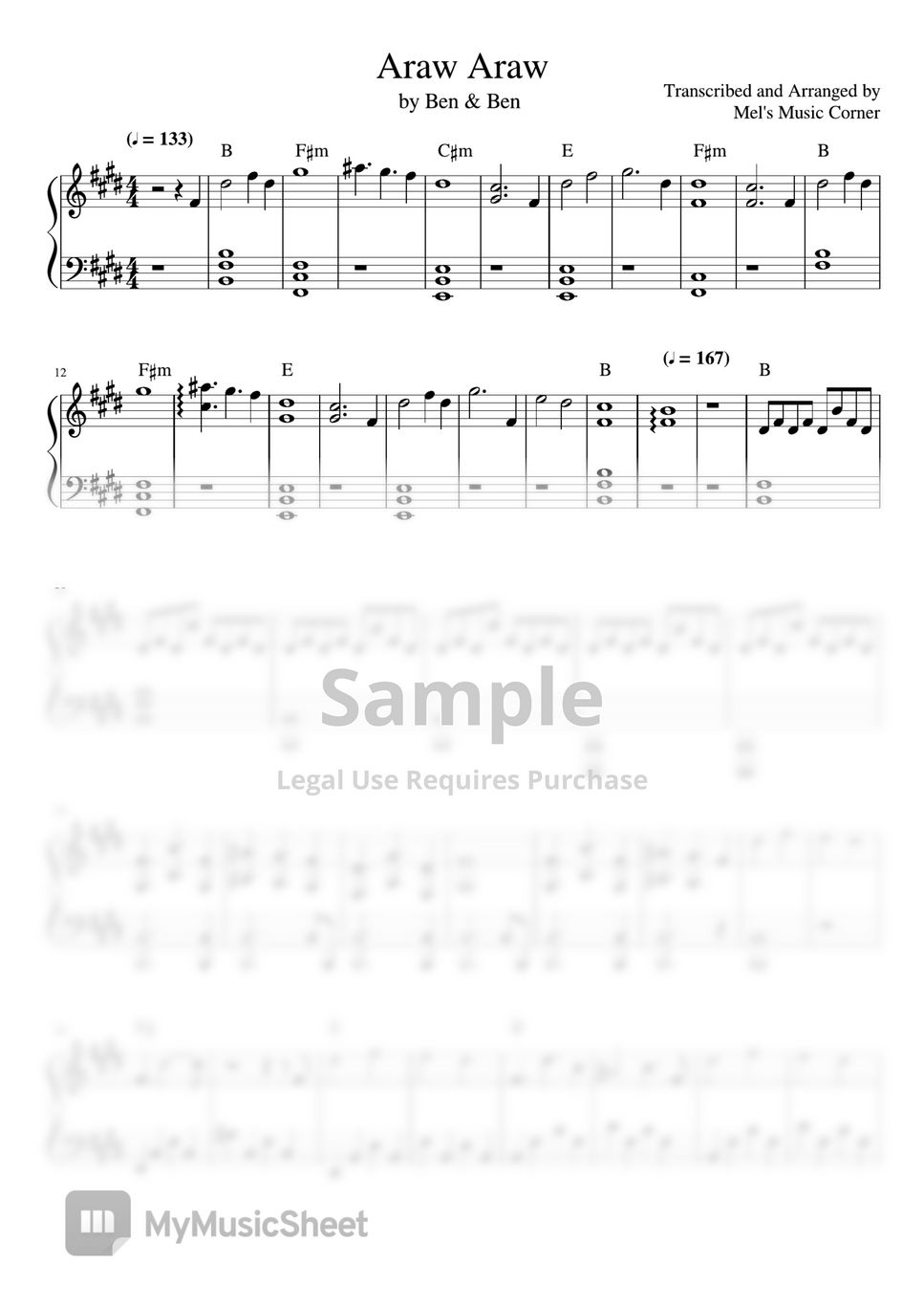 Ben&Ben - Araw-Araw (piano sheet music) by Mel's Music Corner