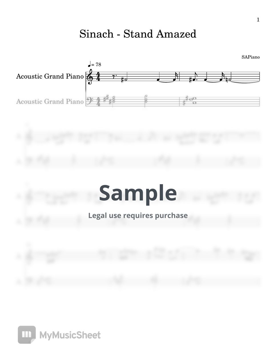 Sinach - Stand Amazed (PIANO SHEET) by SAPiano