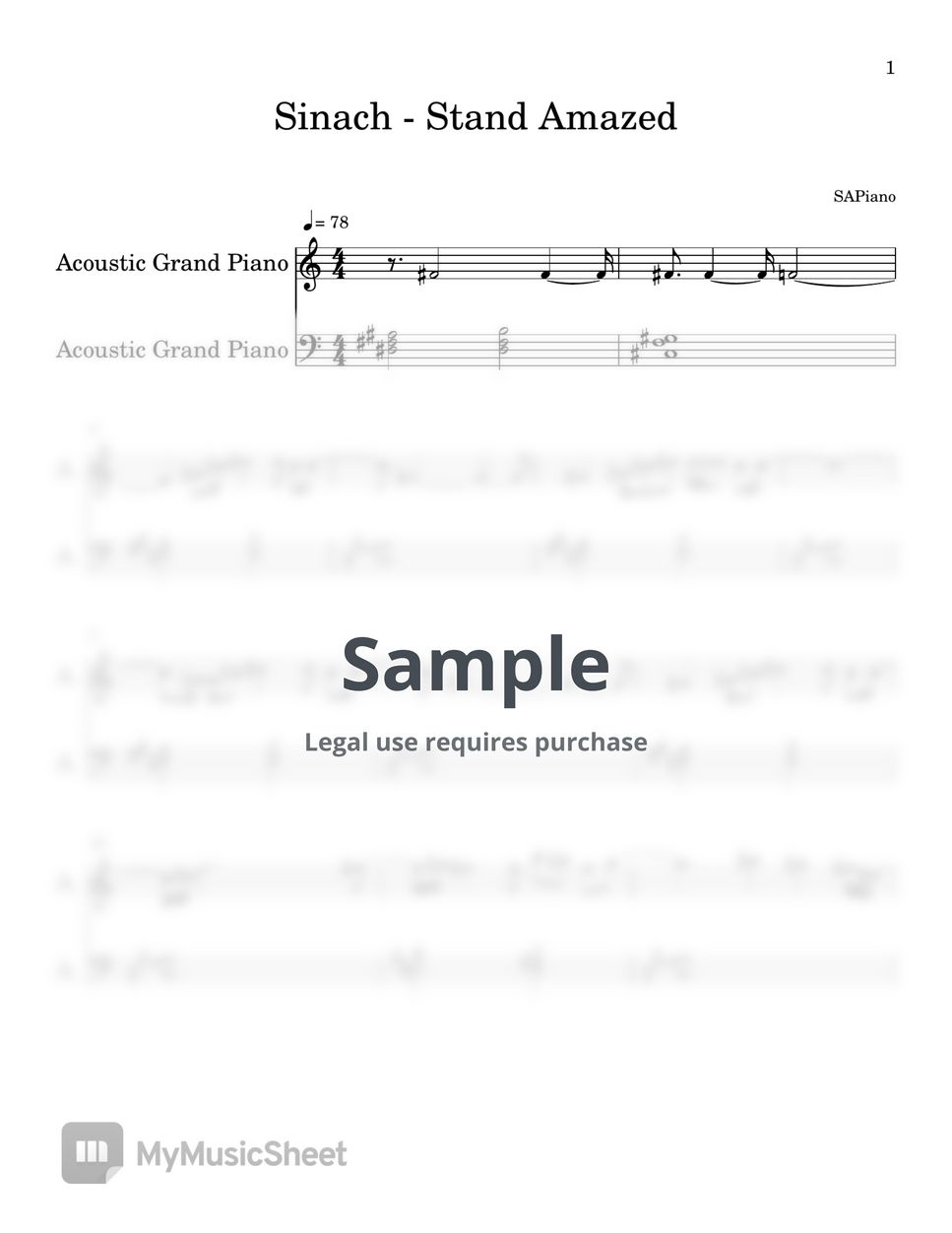 Sinach Stand Amazed (PIANO SHEET) Sheets by SAPiano