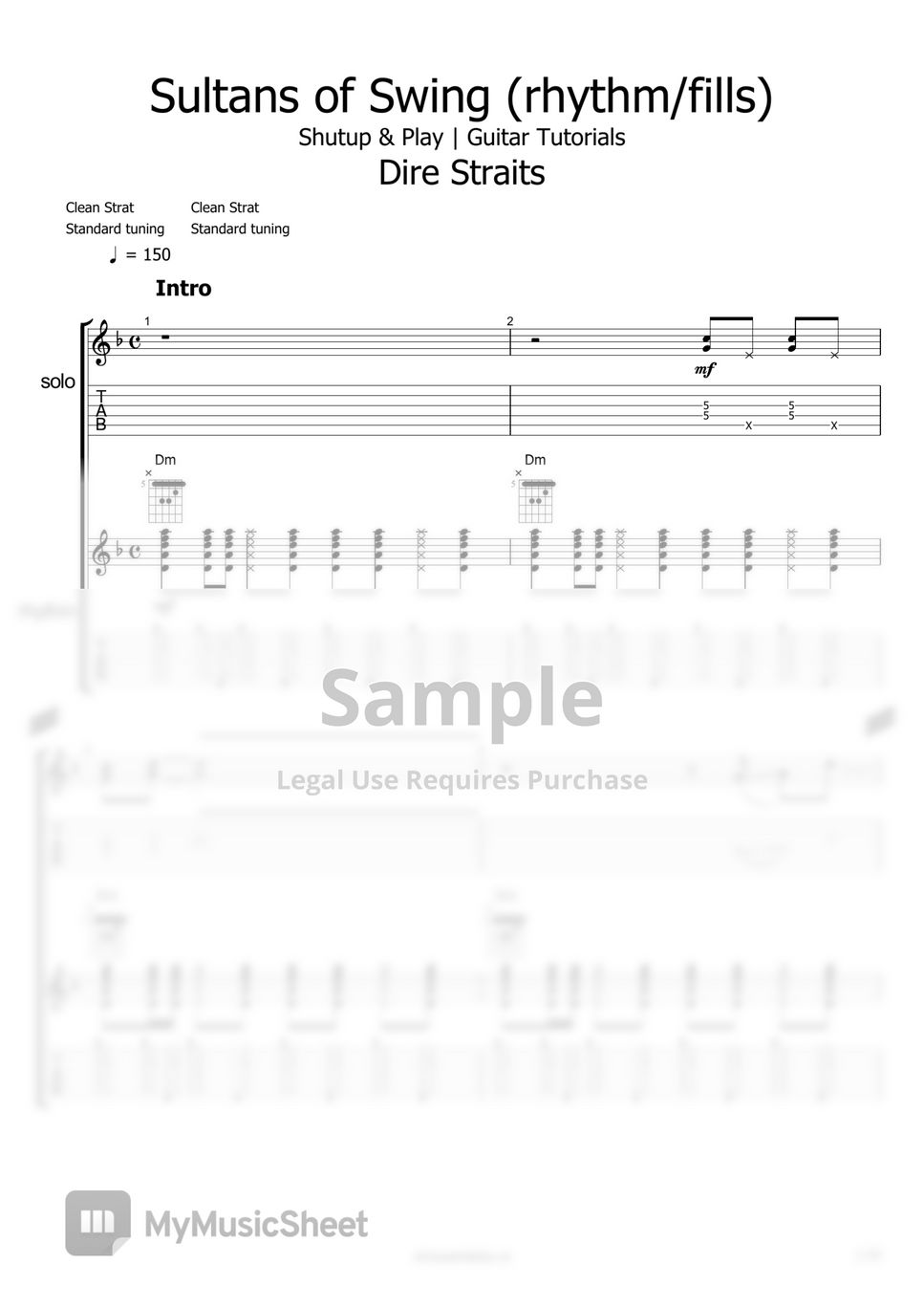 Dire straits sultans of swing rhythm fills by shutup play