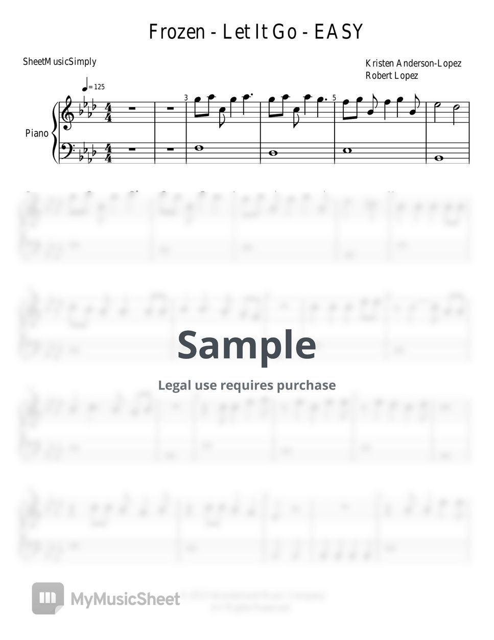 Kristen AndersonLopez, Idina Menzel, Robert Lopez Let It Go Sheets