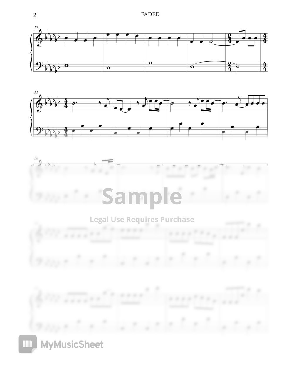 Faded Easy Piano Sheet Music Roblox