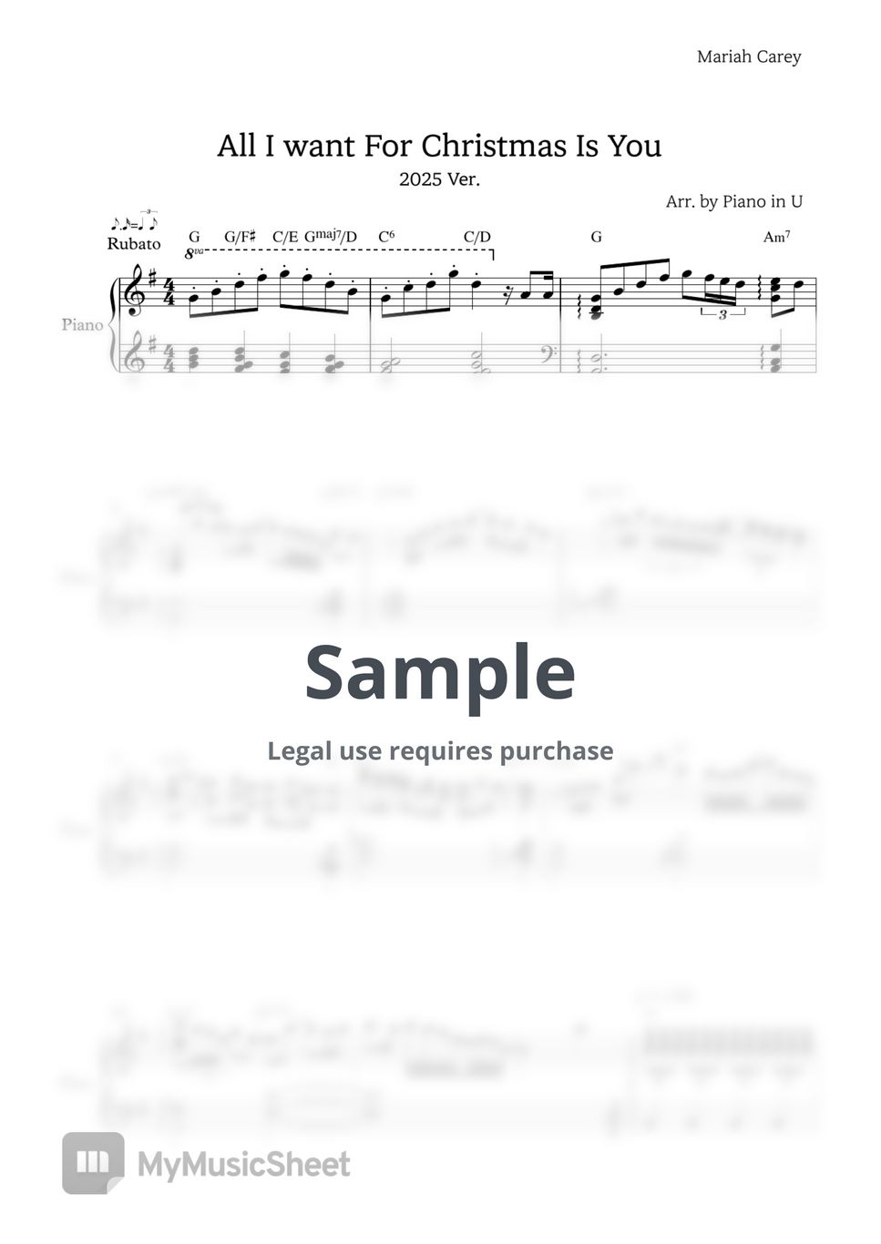 Mariah Carey - All I Want For Christmas Is You (2025 Ver.) by PIANOiNU