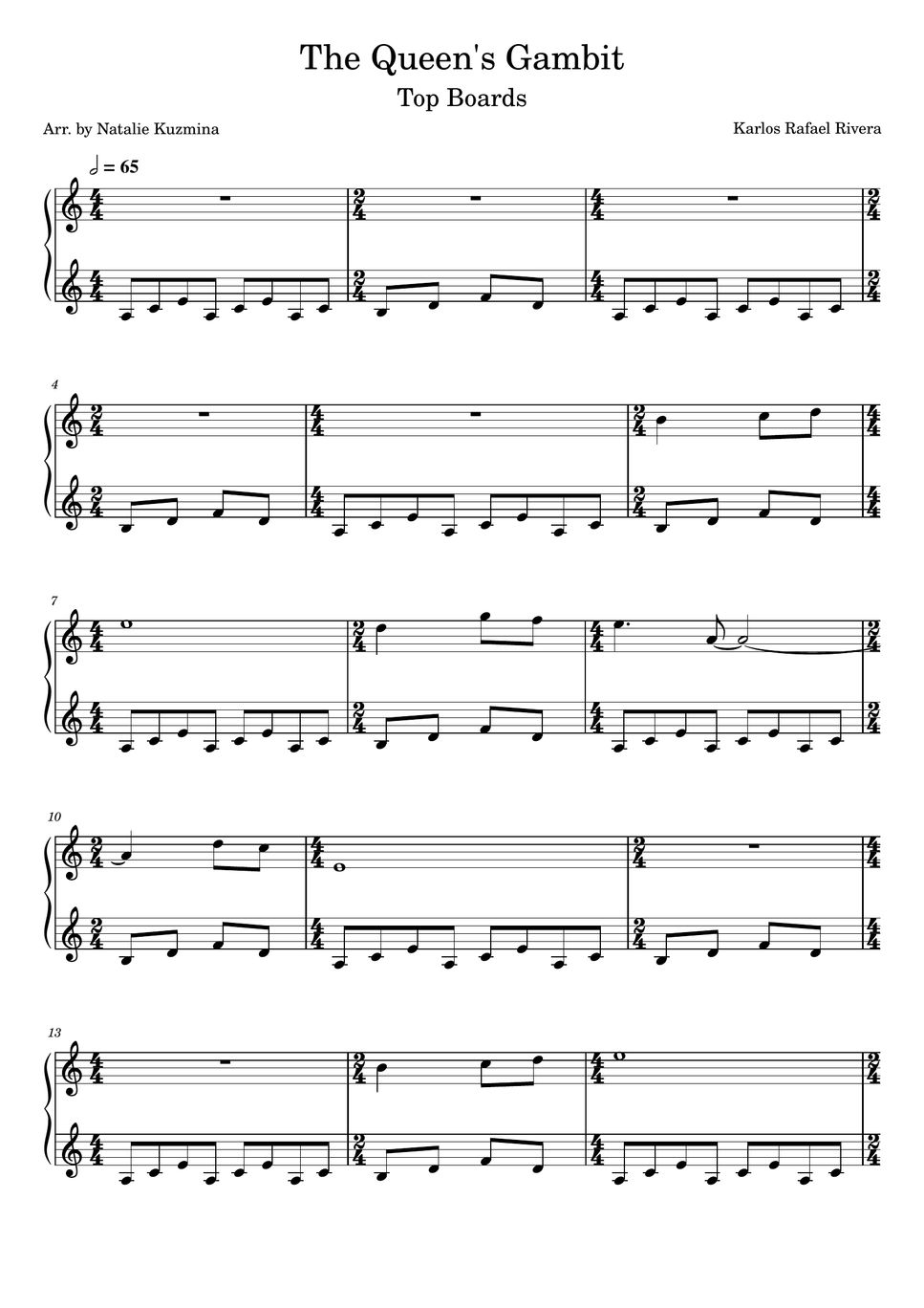 Main Title - The Queen's Gambit - Carlos Rafael Rivera Sheet music for  Piano (Solo)