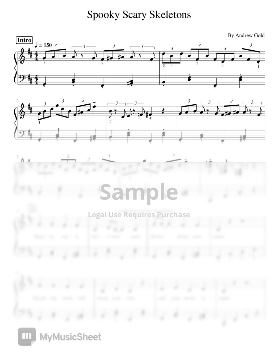 Andrew Gold - Spooky Scary Skeletons (Andrew Gold-Halloween) Sheets by poon