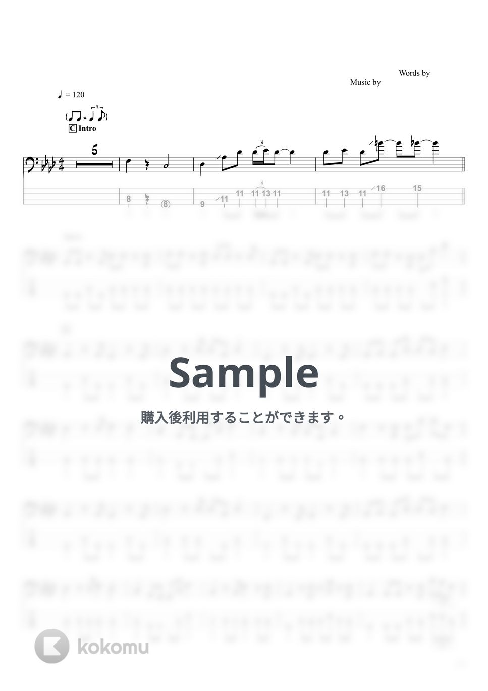 DISH// - 沈丁花 (ベースTAB譜☆4弦ベース対応) by swbass
