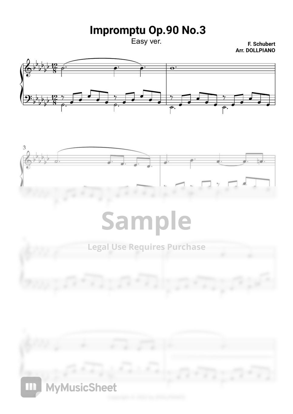 F. Schubert - impromptu Op.90 No.3 (Easy ver. G flat Major) by DOLLPIANO