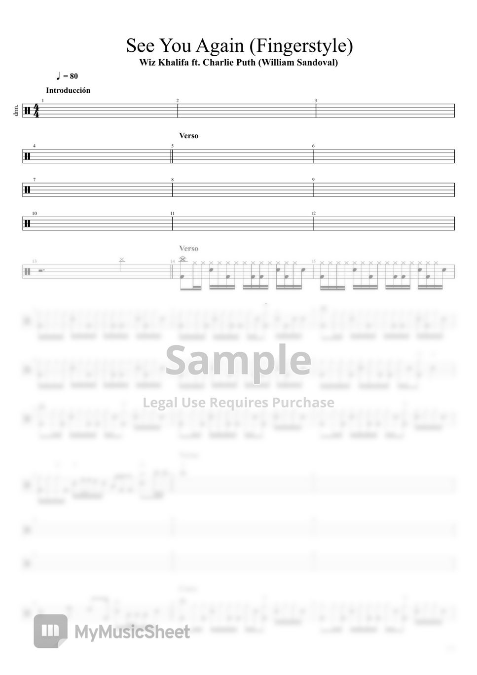 Wiz Khalifa/Charlie Puth - See You Again (Drumkit) by William Sandoval