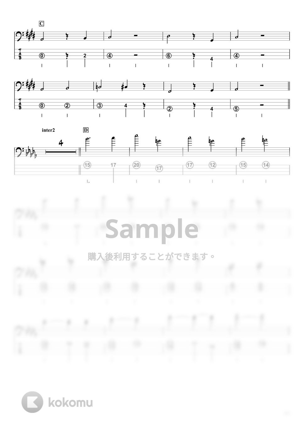 米津玄師 - M八七 (ベースTAB譜☆4弦ベース対応) by swbass