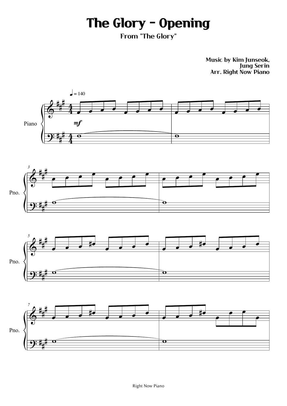 The Glory - Opening Sheets by Right Now Piano