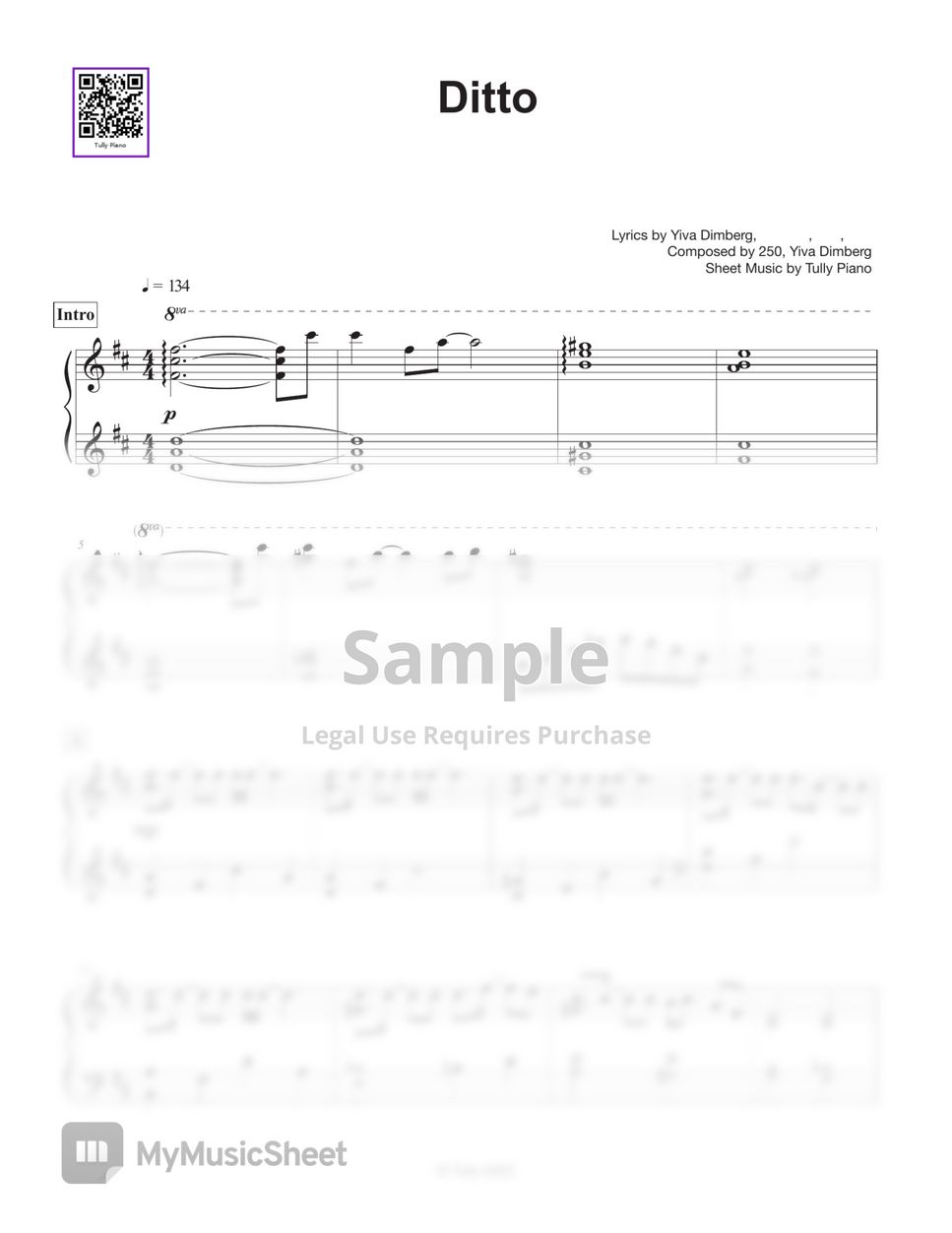Ditto – NewJeans Sheet music for Piano (Solo)