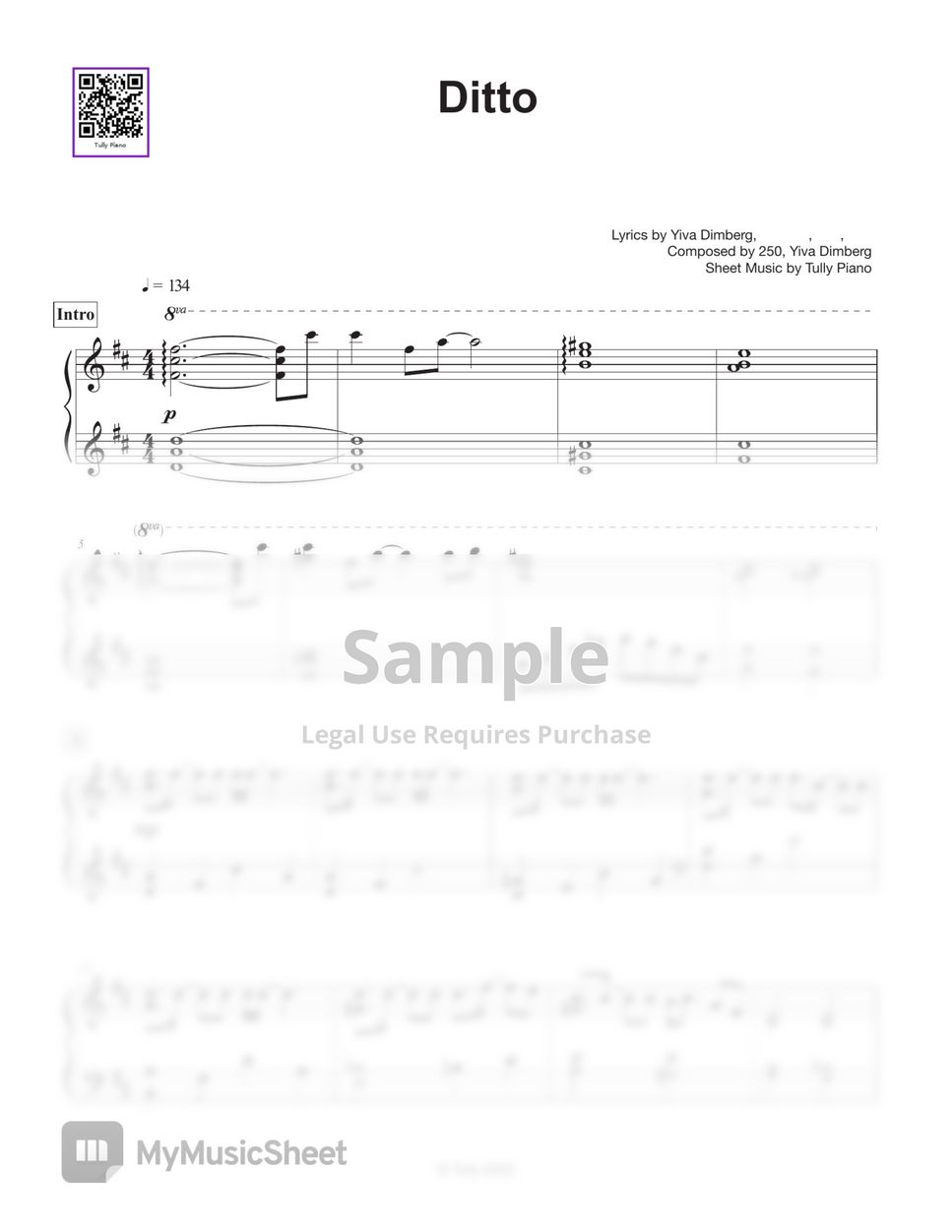 Ditto – NewJeans Ditto Sheet music for Piano (Solo)