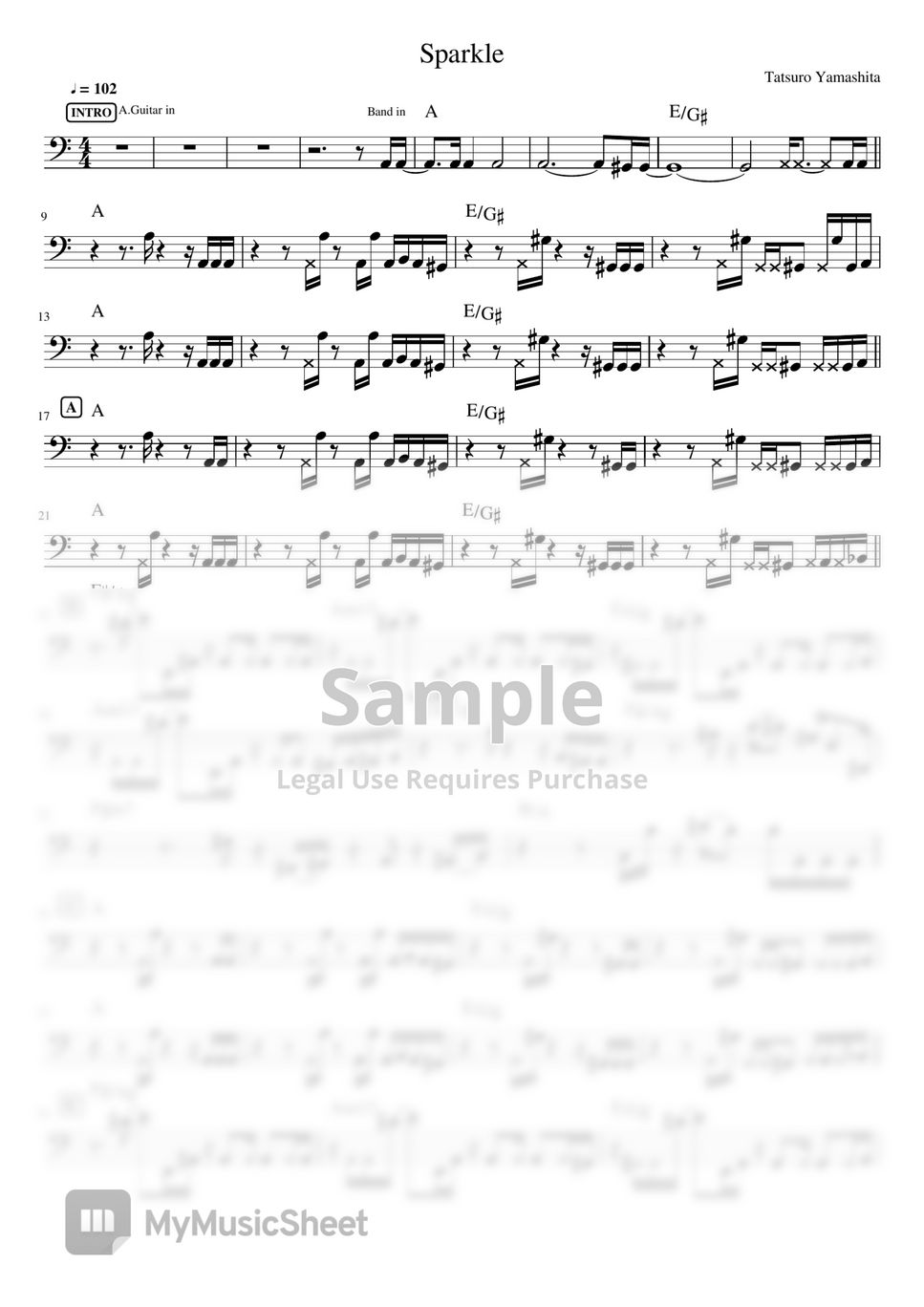 Tatsuro Yamashita - Sparkle (Bass Copy Sheet) by song B