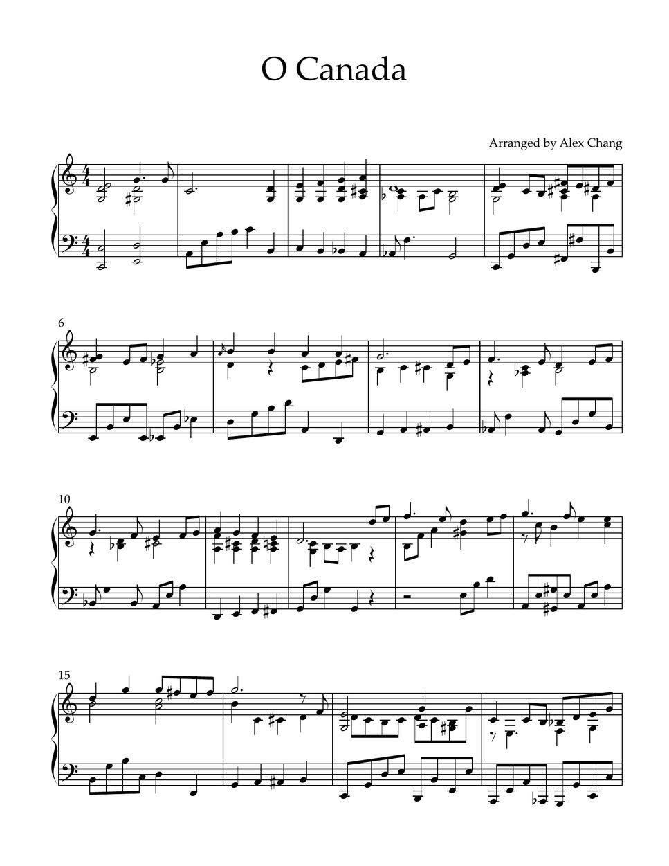 C. Lavallée O Canada Sheet by Alex Chang