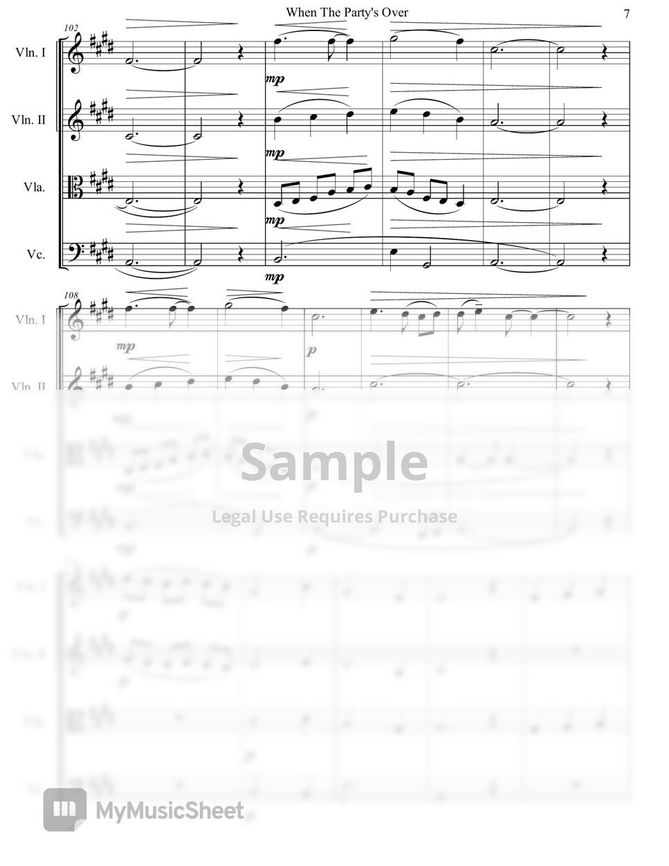 Billie Eilish - When The Party's Over (String Quartet) by Genti Guxholli