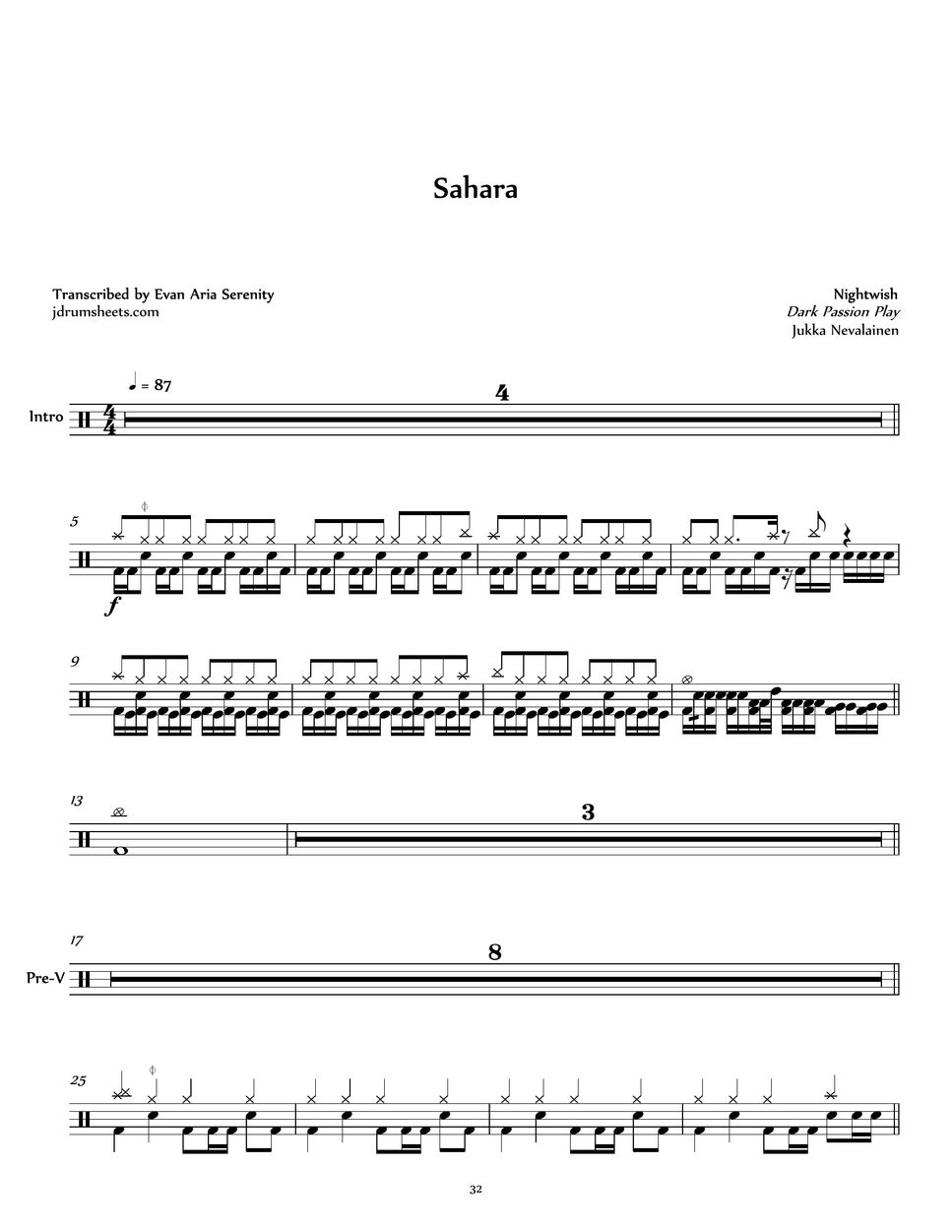 Nightwish - Sahara by Jaslow Drum Sheets