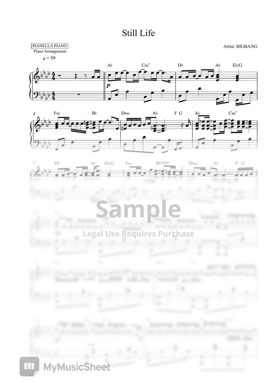 BIGBANG - Still Life (Piano Sheet) Лист by Pianella Piano