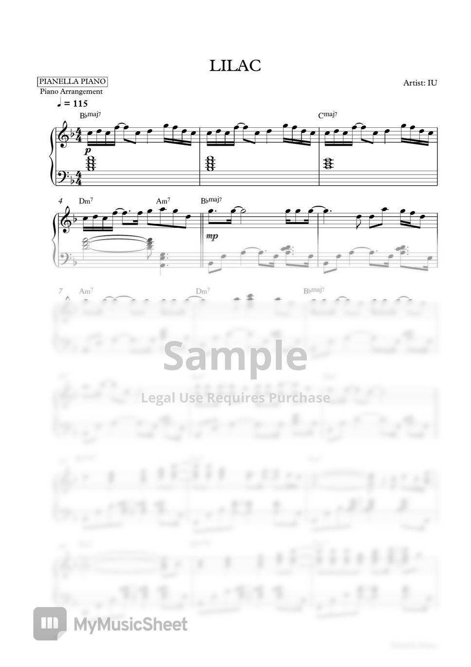 IU - LILAC (Piano Sheet) Sheets by Pianella Piano