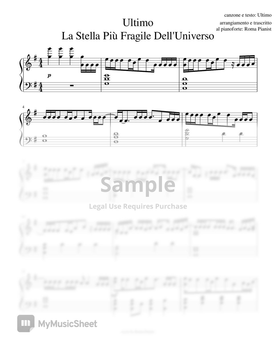 Ultimo La Stella Più Fragile Dell'Universo 악보 by Roma Pianist