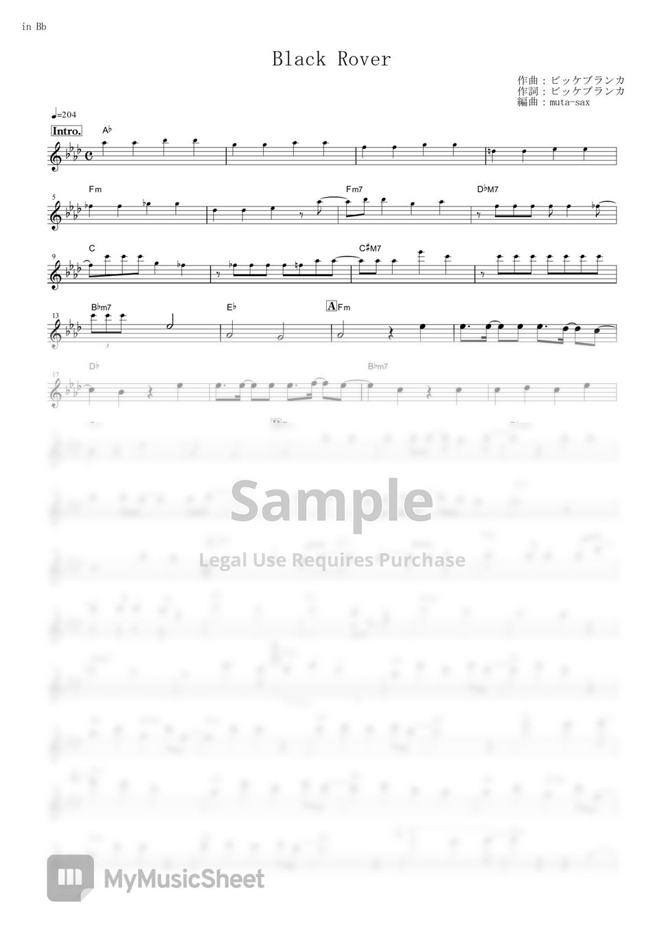 Black Clover - Black Rover (in Bb) by Vickeblanka