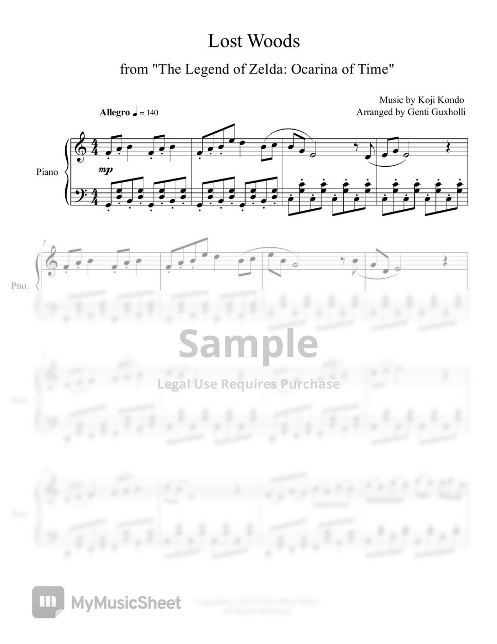 Lost Woods – Koji Kondo The Legend of Zelda: Ocarina of Time Sheet