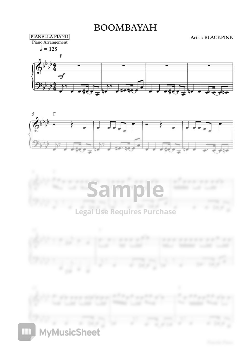 BLACKPINK - BOOMBAYAH (Piano Sheet) by Pianella Piano