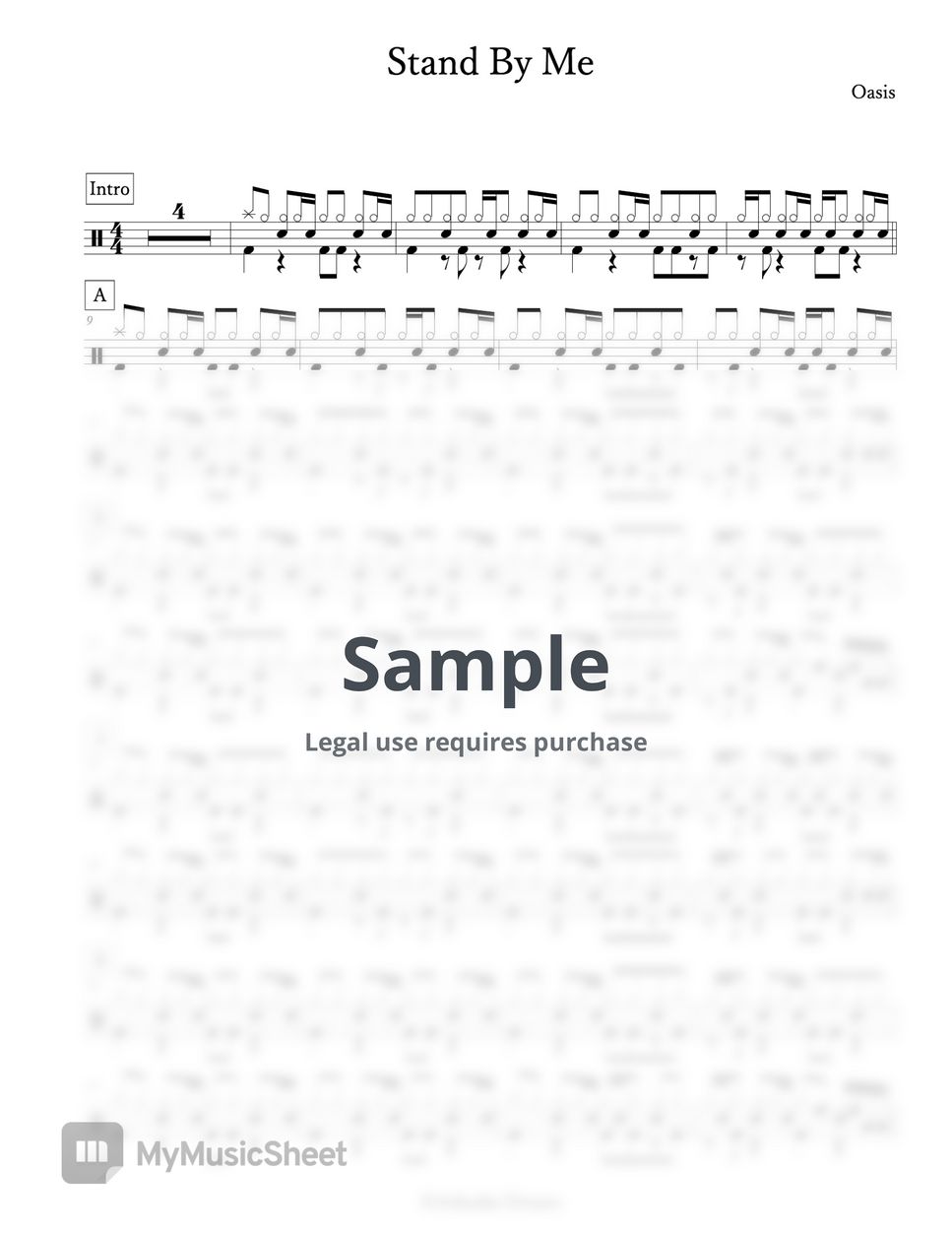 Oasis Stand By Me 악보 by Arkadia Drums