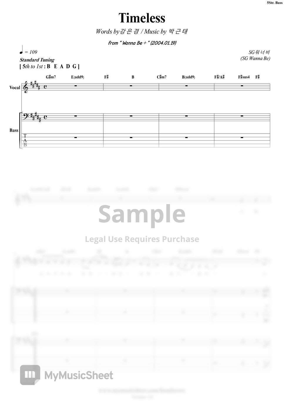 SG Wanna Be - Timeless | Bass / Backing Track Sheets