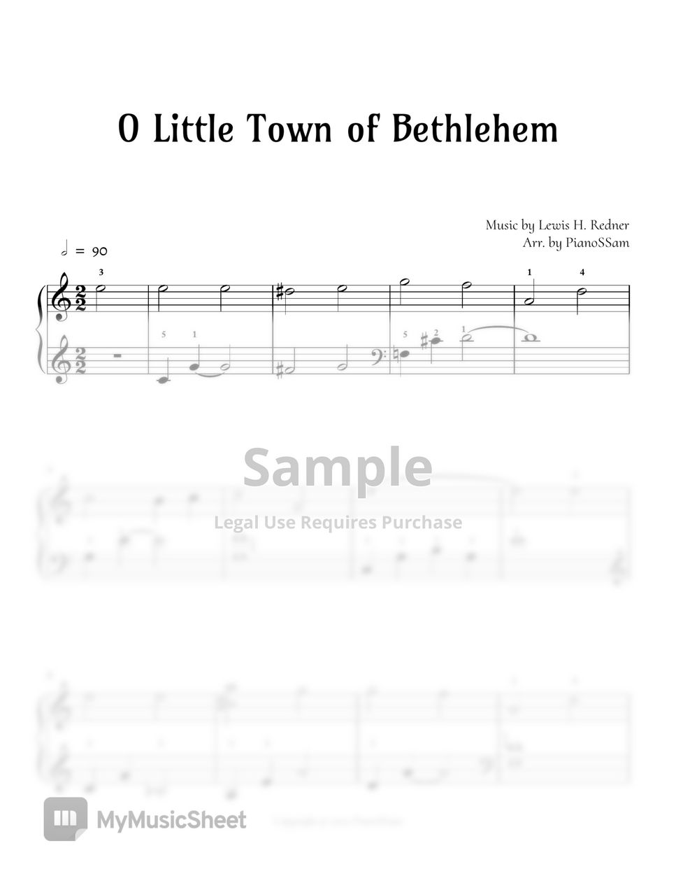 Christmas - [Easy] O Little Town of Bethlehem(오 베들레헴 작은 골) | Piano Arrangement + MIDI file (크리스마스) by PianoSSam