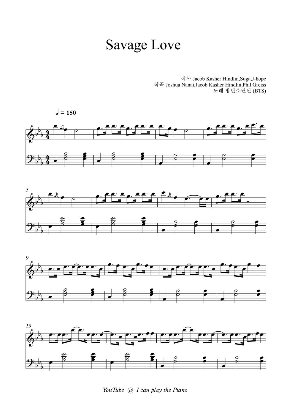 BTS Savage Love (Laxed Siren Beat)[BTS Remix] Sheet by I can play