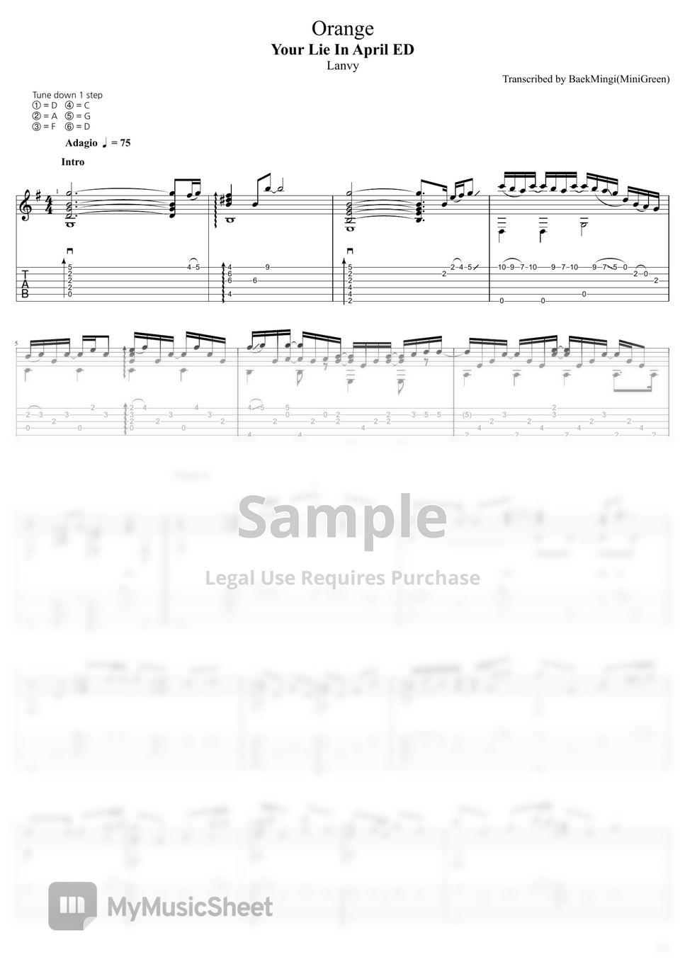 Anime Guitar Tabs: Tabs for Orange~ Shigatsu wa kimi no uso (Your Lie in  April) ED 2