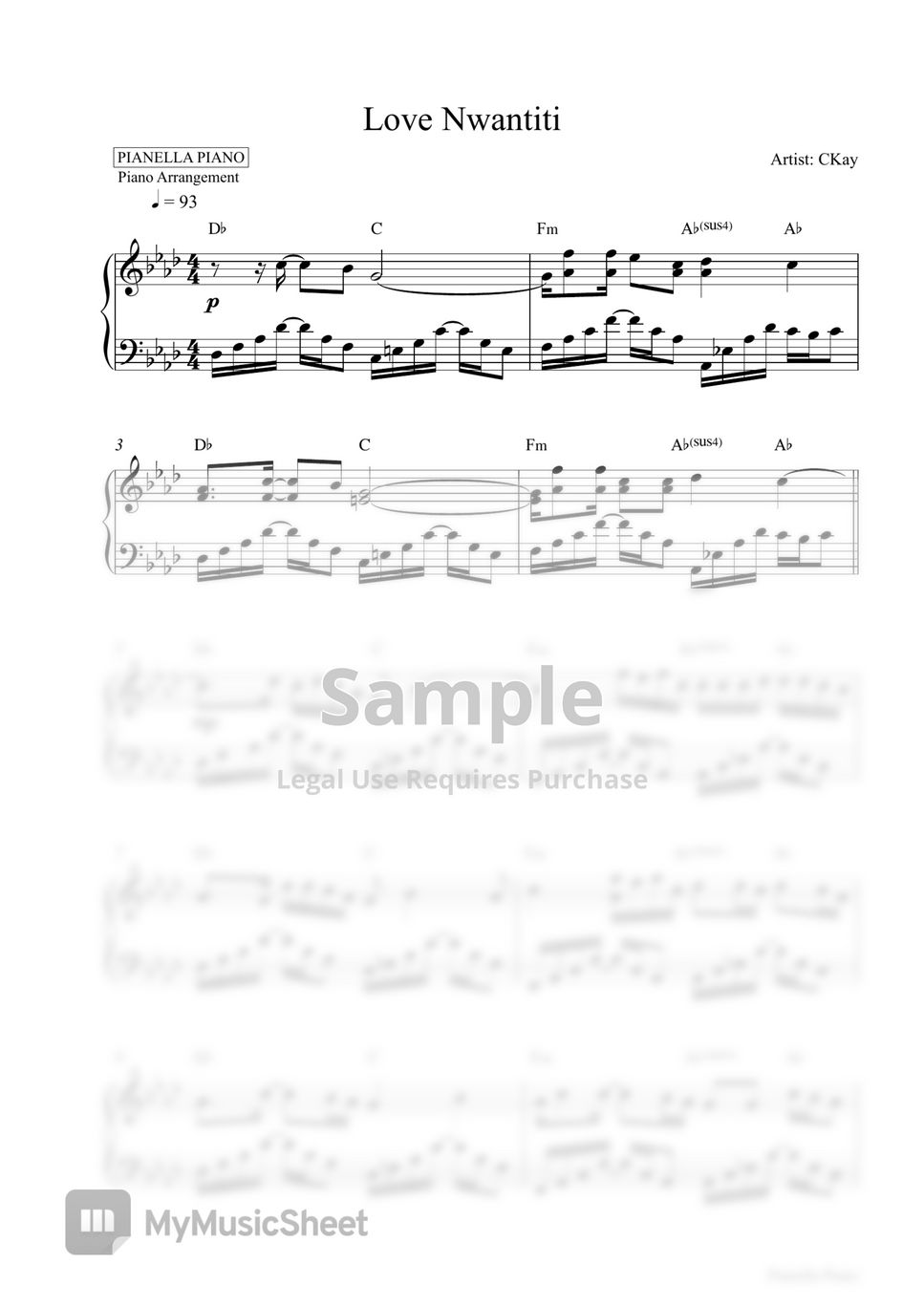 CKay - Love Nwantiti (Piano Sheet) by Pianella Piano