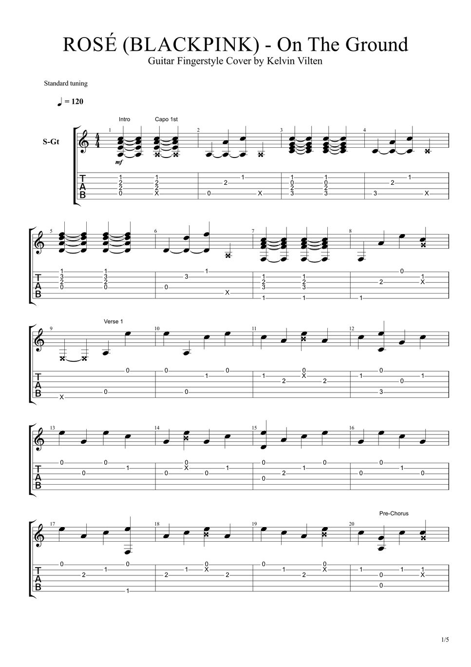 ROSÉ On The Ground TAB by Kelvin Vilten