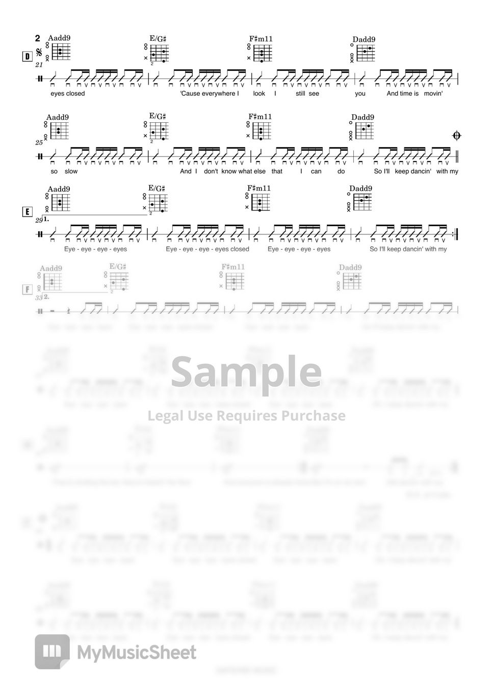 Ed Sheeran Eyes Closed Chords Only by SAFEHSE