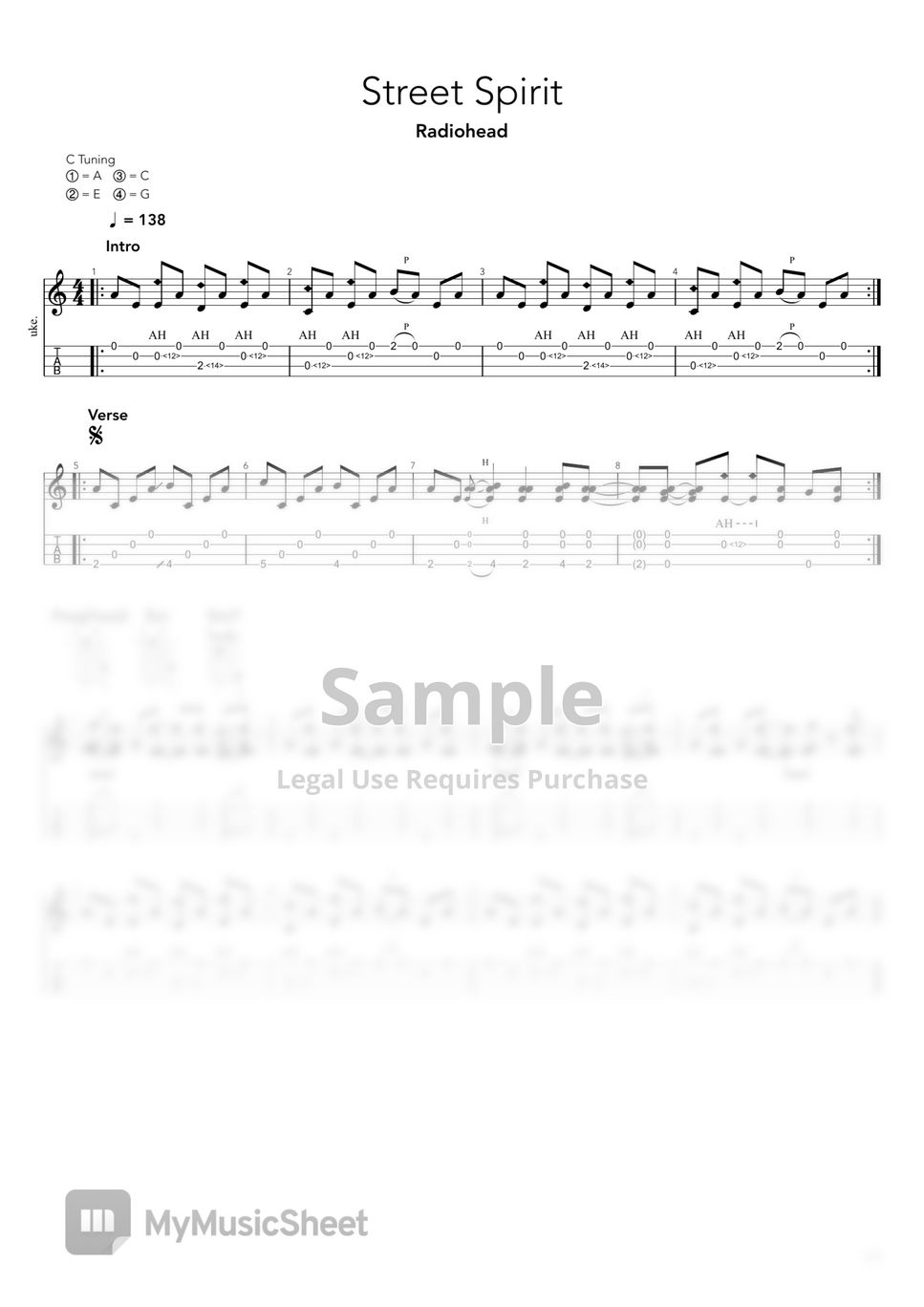 Radiohead - Street Spirit Tab + 1staff by 4stringboy