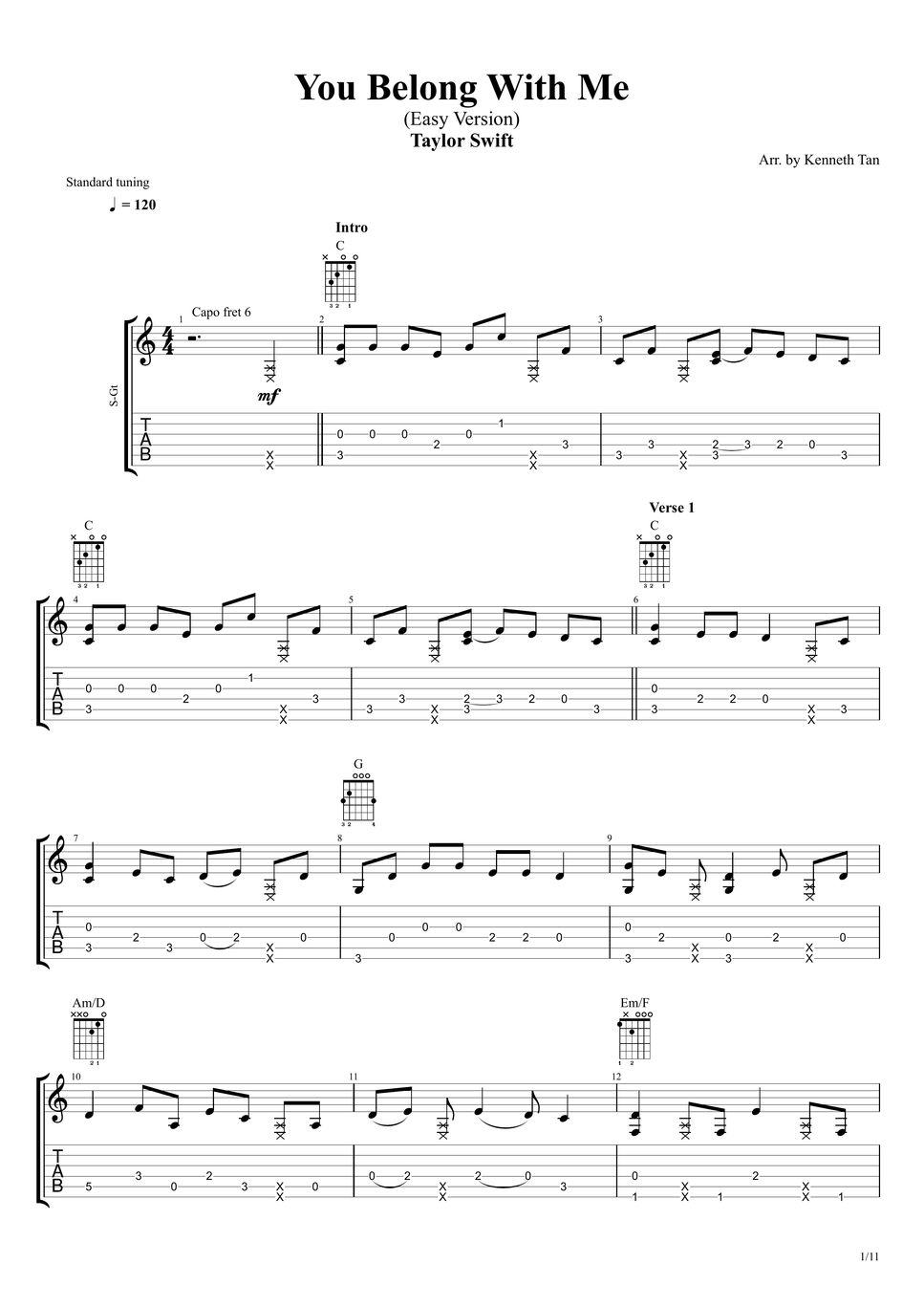 you belong with me guitar chords