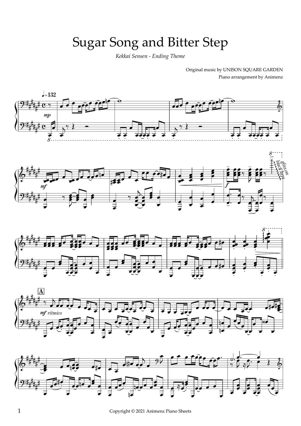 UNISON SQUARE GARDEN Sugar Song and Bitter Step (Kekkai Sensen ED