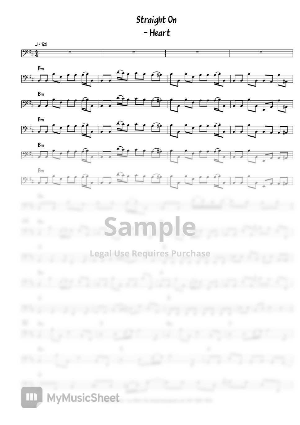 Heart Straight On (Alive In Seattle) (라이브 버젼 베이스 악보입니다.) Tab + 1staff by 이원재
