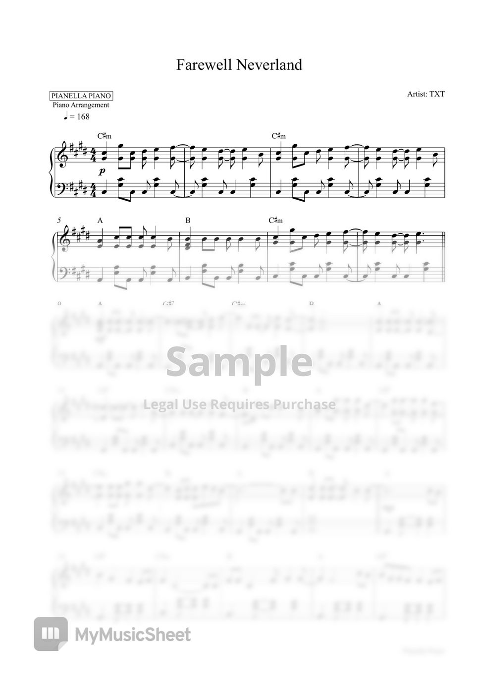 TXT Farewell Neverland (Piano Sheet) Sheets by Pianella Piano