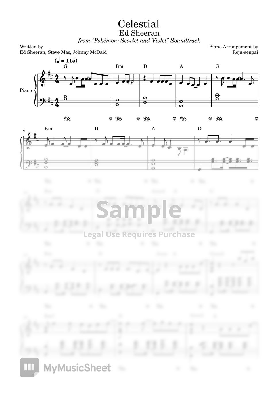 Ed Sheeran Celestial (Piano Sheet Music with MIDI & MSCZ) Nuty by Rojusenpai