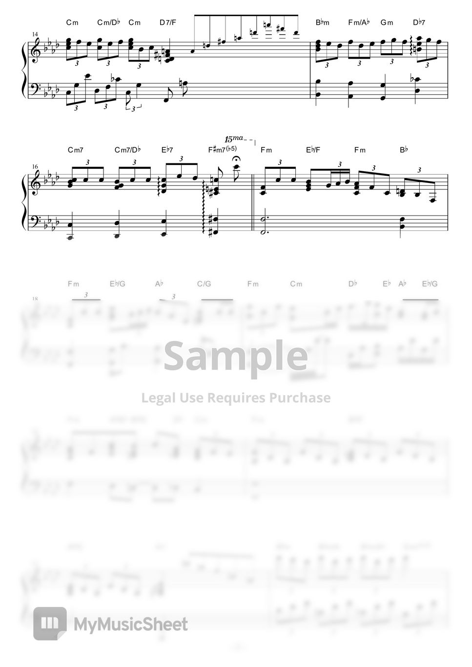 大野雄二 - 炎のたからもの (ルパン三世より(slow jazz ver.)) by piano*score
